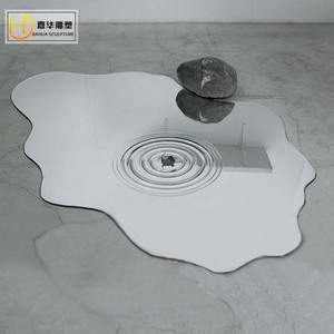 Sculpture d'eau ondulée en acier inoxydable Jiahua, décoration artistique abstraite irrégulière pour l'extérieur, montage au sol, faite à la main - Product Image 5