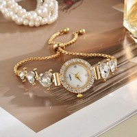 Montre à quartz minimaliste chic et preppy, style Instagram, incrustée de diamants multicolores en forme de cœur, nouvelle collection transfrontalière