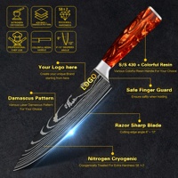 Couteaux de cuisine japonais en acier inoxydable VG10 à 67 couches avec manche en résine rouge lave, couteau de chef Damas, ensemble de couteaux avec boîte