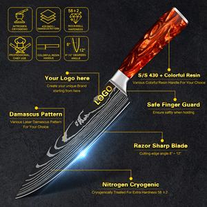 Livraison gratuite manche en résine rouge lave 67 <span class=keywords><strong>couches</strong></span> vg10 couteaux de cuisine en acier <span class=keywords><strong>damas</strong></span> ensemble de couteaux pour le choix des chefs de cuisine - Product Image 4