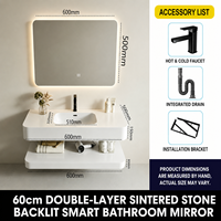 Comptoir de salle de bain moderne en pierre frittée avec lavabo intégré, personnalisable et intelligent, pour usage hôtelier, vente en gros usine