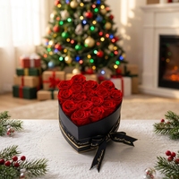 Nouvelle rose éternelle préservée, décoration OEM, 16 roses en forme de cœur, taille personnalisable, amour éternel, fleurs éternelles, boîte cadeau