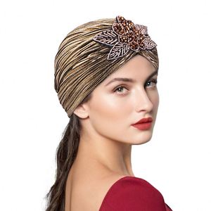 Foulard scintillant de haute qualité avec bijoux accessoires nœud papillon femmes bandeaux Polyester Turban quotidien - Product Image 1