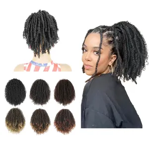 Alibaba Puff ngắn afro kinky xoăn Pony đuôi tóc mảnh clip trong tổng hợp dây rút ponytail phần mở rộng cho phụ nữ da đen