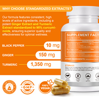 Acentiallabs 1500 mg Gingembre Curcuma Shot 95% Curcuminoïdes, BioPerine Poivre Noir pour une Meilleure Absorption Gingembre Curcuma Capsules