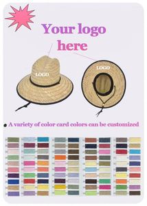 Custom logo Designer <b>Straw</b> <b>Hat</b> Life Guard Sun Australia Lifeguard Safari Embroidered Panama Woven Big Hand Made Fedora Men - Product Image 5