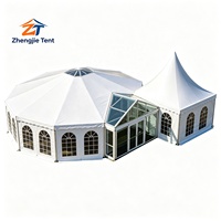 Tenda Aluminium Struktur Kombinasi Khusus dengan Penutup PVC Tahan Air, Tahan Angin, Tahan Api untuk Pernikahan, Pesta, dan Aula Pameran Luar Ruangan