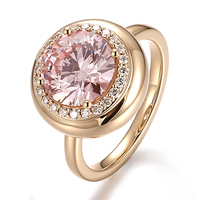 Bague de fiançailles personnalisée en or massif 10K avec diamant rose fantaisie de 3 carats, taille brillant rond, diamant de laboratoire pour femme
