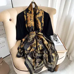 Women vintage style Silk Scarf Foulard Bandana Long Shawls Wraps Winter Neck Scarves Pashmina Lady Hijab Luxury New