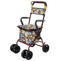 Chariot de courses pliable pour personnes âgées avec siège, grand sac de rangement, déambulateur léger pour seniors, idéal pour les courses en extérieur