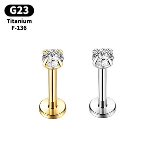 G23 ti tai đinh tán Stud prong rõ ràng Zirconia labret Stud Tai sụn <span class=keywords><strong>tragus</strong></span> xuyên ASTM-F136 Titan chủ đề nội bộ labret - Product Image 1
