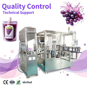 Machine professionnelle de remplissage et de bouchage de poches souples monobloc pour jus de raisin, avec système de contrôle de niveau sous vide pour purées et liquides fruités visqueux - Product Image 1