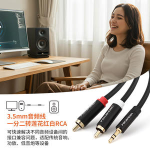 FOCANDBN Câble audio 3,5 mm vers RCA, répartiteur de signal, câble auxiliaire double prise pour téléphone, PC, TV, haut-parleur, amplificateur - Product Image 2