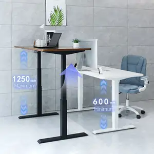 Meja listrik ergonomis untuk kantor, rumah, kaki bisa disesuaikan, Meja listrik berdiri tinggi dengan motor listrik ganda