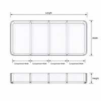 Plateau à bijoux personnalisé en acrylique massif avec impression UV, organisateur à quatre compartiments pour coiffeuse, présentoir de boutique et de vente au détail