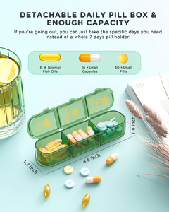 Boîte à médicaments portable en plastique de qualité alimentaire, couvercle scellé, distributeur de médicaments pour sept jours de la semaine, compartiment transparent pour le rangement - Product Image 2