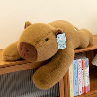 Coussin en peluche Capybara couché Kawaii, jouet en peluche doux pour enfants, poupée mignonne et moelleuse pour le lit des enfants, cadeau d'anniversaire