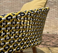 Chaise de salle à manger en bois de teck d'extérieur avec pieds en corde tressée et coussin, fauteuil de jardin pour usage extérieur