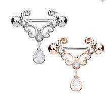 <span class=keywords><strong>Piercing</strong></span> de pezón de circonia cúbica para mujer, barra de acero inoxidable, joyería para el pecho, 14G, cristal de imitación transparente <span class=keywords><strong>en</strong></span> forma de lágrima, anillos para pezones colgantes - Product Image 6