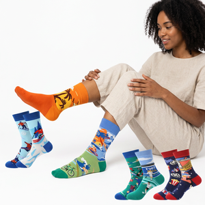Men's Crew Socks ODM Anti-Slip Anti-Bacterial Casual 100% Cotton Floral Pattern Breathable Knitted Autumn Daily Wear - Product Image 3