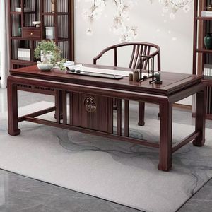 Chinese Style <b>Solid</b> <b>Wood</b> <b>Desk</b> Ebony Writing Table Office Study Furniture Calligraphy <b>Desk</b> Adult Drawing Table One Piece Model - Product Image 1