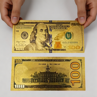 Billets de banque factices personnalisés en feuille d'or 24K, répliques réalistes de 100 dollars américains, pour collection, exposition et articles de fête