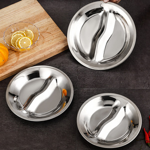 Stainless Steel Two Compartment Plate 24Cm For Snack Fruit Lunch Kids School Canteen Use Microwave Safe - Product Image 3