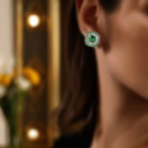 Orecchini a Perno Blu E4639 con Incastonatura Geometrica a Griffe, Gioielli di Lusso per Donna - Product Image 2