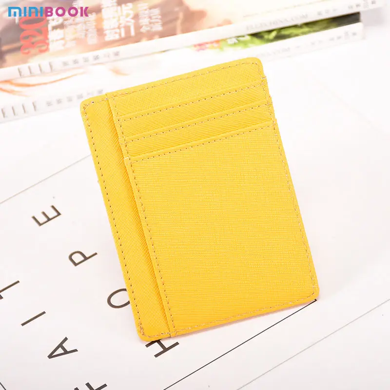 Minibook – porte-cartes en cuir véritable, couleurs combinées, Compact, Rfid, plein Grain, fin