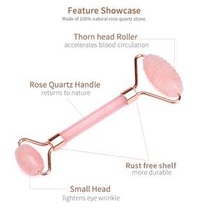 Rullo di giada al quarzo rosa personalizzato per il sollevamento del <span class=keywords><strong>viso</strong></span> e il serraggio di <span class=keywords><strong>pietra</strong></span> massaggiatore per il <span class=keywords><strong>viso</strong></span> appuntito - Product Image 4