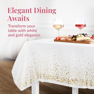 Nappes jetables en or blanc de 54x108 pouces <span class=keywords><strong>Vaisselle</strong></span> de forme rectangulaire pour décorations de fêtes de fiançailles baptêmes de remise des diplômes - Product Image 2