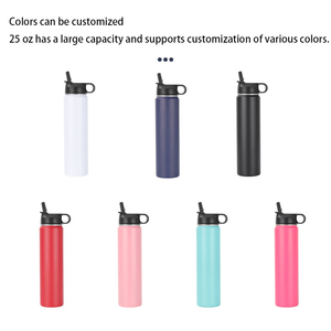 25oz Custom Logo 304 Stainless Steel Insulated Sports Water Bottle <b>with</b> <b>Straw</b> Lid - Product Image 2