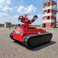 Robot Pemadam Kebakaran Cerdas Berkontrol Jarak Jauh Tegangan Tinggi Tahan Suhu Tinggi Sasis Beroda Material Q235 Mudah Dipasang