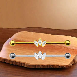 Boucles d'oreilles classiques en zircon pour enfants, en titane, style barbell <span class=keywords><strong>industriel</strong></span>, pour <span class=keywords><strong>piercing</strong></span> d'<span class=keywords><strong>oreille</strong></span>, bijoux de fiançailles, vente en gros Getta - Product Image 2