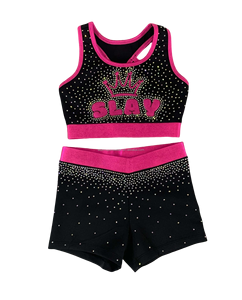 Completi da Riscaldamento Personalizzati con Strass Australia Canada, Set da Allenamento per Cheerleading Giovanile in Spandex Stampato a Sublimazione - Product Image 3