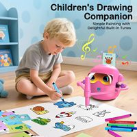 Robot Dessinateur pour Enfants, 100 Cartes, Jouet d'Apprentissage Montessori, 3-8 Ans, Unisexe, Interactif Vocal, Cadeau Éducatif, Piles Incluses