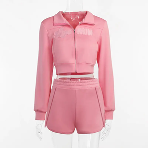 Custom <strong>Loose</strong> Gym Workout Brand Short Sleeve Shorts Sports Two-piece Crop Top and Running Two Piece Set <strong>Women</strong> <strong>Clothing</strong> Shorts - Product Image 6