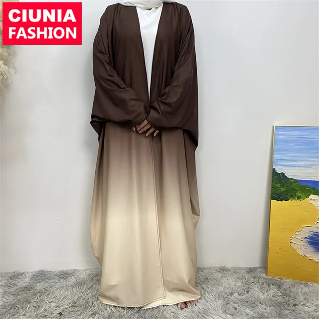 6750 # Moda Color degradado Abaya Dubai Mujeres Modesto Venta al por mayor Ropa Islámica