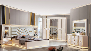 ชุดเตียงนอนขนาดคิงไซส์หรูหราแบบกำหนดเองกรอบไม้แข็งไฟหัวเตียงโรงแรมห้องนอนอพาร์ทเมนต์แบบทันสมัย - Product Image 4