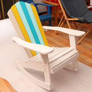 Modern American Style Luxury Adirondack Recliner Unique White <strong>Wooden</strong> Outdoor <strong>Rocking</strong> <strong>Chair</strong> for Beach Garden Patio Porch Balcony - Product Image 3