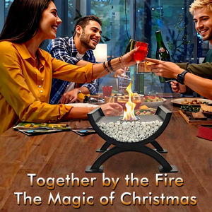 Calentadores de Patio, Chimenea de Metal Negra, Chimenea Redonda de Vidrio, Chimenea de Etanol Independiente Grande y Estable para Decoración del Hogar - Product Image 2