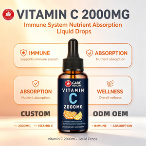 Gouttes liquides sublinguales de vitamine C 200 mg à marque privée OEM, haute puissance, soutien immunitaire, absorption des nutriments pour adultes, végétaliennes, 60 ml - Product Image 1