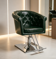 Fauteuil de coiffure moderne OEM personnalisé noir avec décorations en diamant et base hydraulique pour salon de coiffure et spa