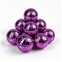 Mini balle de golf plaquée violet, balle de golf d'entraînement brillante plaquée pour souvenir et cadeau