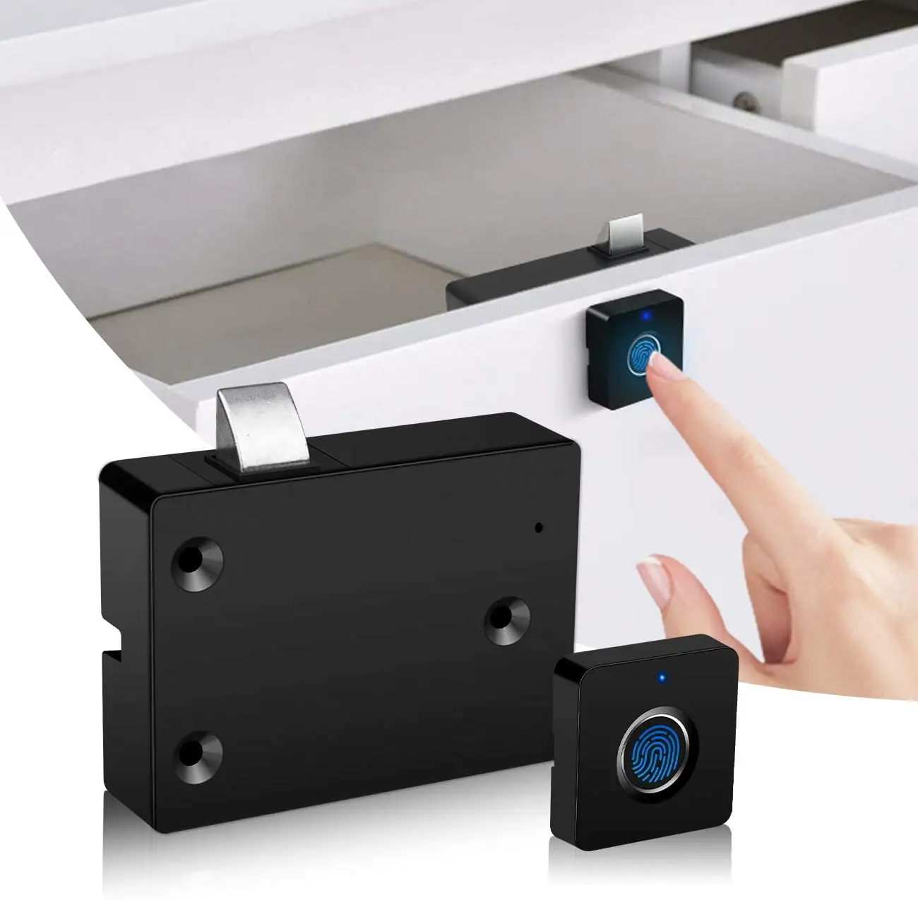 Zhenzhi Fingerprint Lock Electronic Cabinet Door Locks, USB Rechargeable Keyless Furniture Drawer Lock for Cabinets