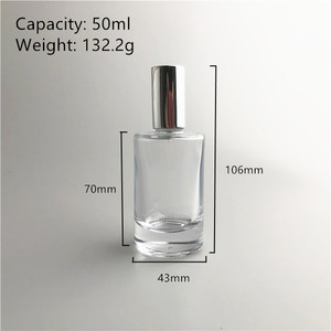 Vial de vidrio transparente portátil de 50ml Botella de perfume de muestra vacía con tapón de rosca Precio bajo Forma de cilindro de venta - Product Image 2