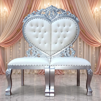 Trône d'argent causeuse chaises en forme de coeur français Antique loisirs Style bois massif cuir tufté velours maison meubles vivant