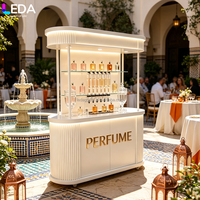 LEDA Chariot à bonbons en acrylique blanc personnalisable, décoration de fête moderne, présentoir LED pour parfums et salons de beauté, pour mariage