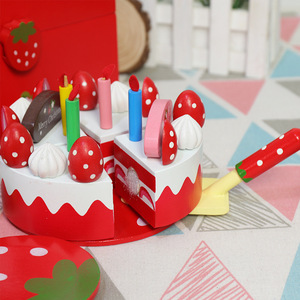 <strong>Wooden</strong> Strawberry <strong>Cakes</strong> <strong>Toys</strong> Children's Cutting Kitchen <strong>Toy</strong> Games Set - Product Image 3