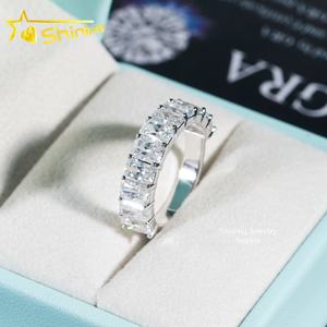 Половина бесконечности дизайн сертификат GRA изысканные ювелирные изделия Хип-хоп S925 Серебряные кольца вечность Сияющий огранки 5*7 мм кольцо с муассанитом - Product Image 4